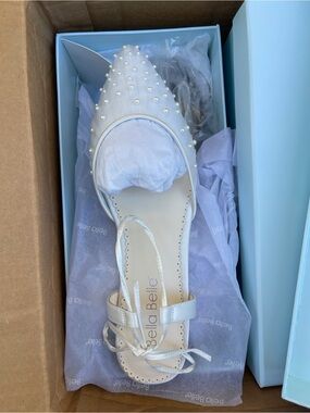Bella Belle Ivory Pearl-Embellished D'Orsay Flat